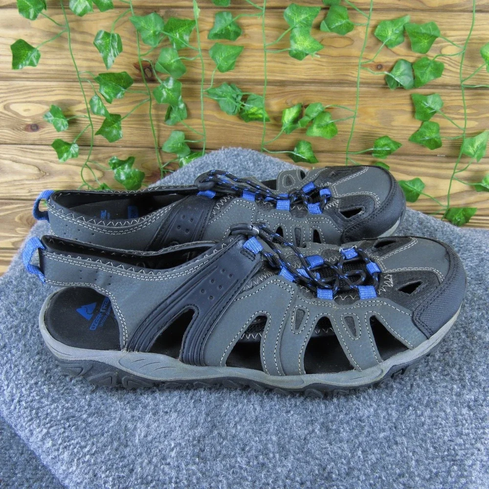 Ozark Trail Men's Sport Sandals Size 11 Grey Blue Drawstring Straps‎